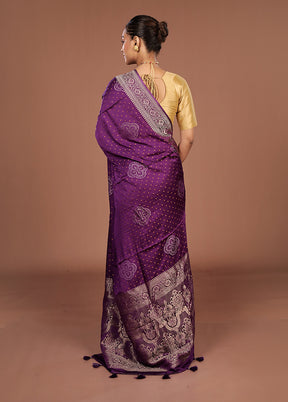 Purple Dupion Silk Saree With Blouse Piece