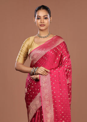 Pink Dupion Silk Saree With Blouse Piece