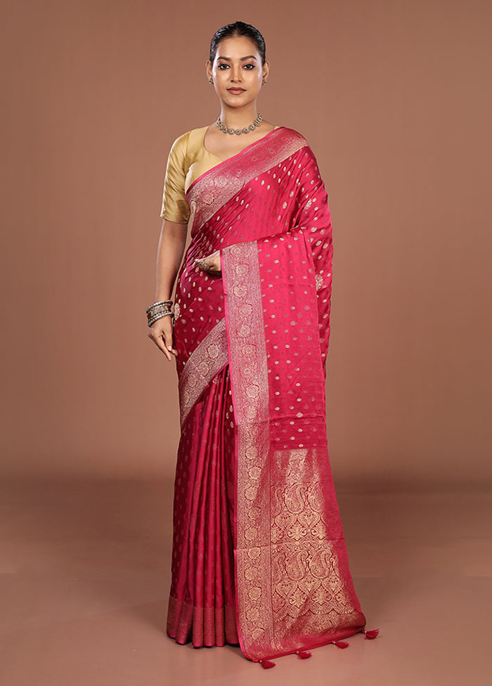Pink Dupion Silk Saree With Blouse Piece