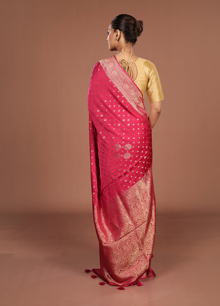 Pink Dupion Silk Saree With Blouse Piece