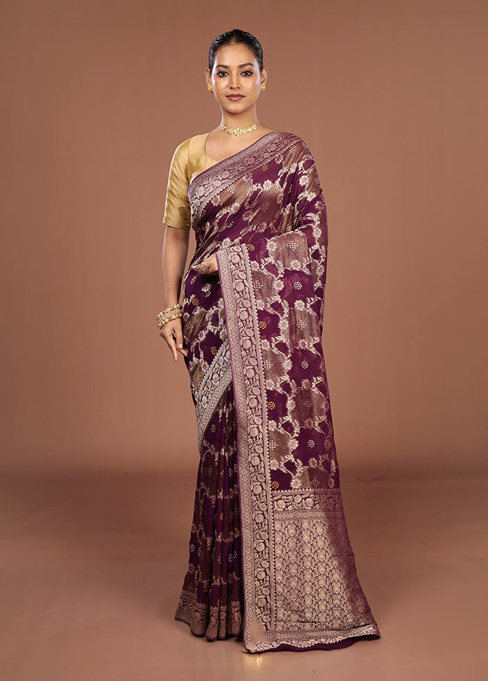 Purple Georgette Saree With Blouse Piece