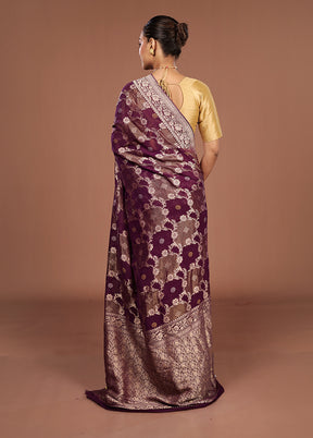 Purple Georgette Saree With Blouse Piece