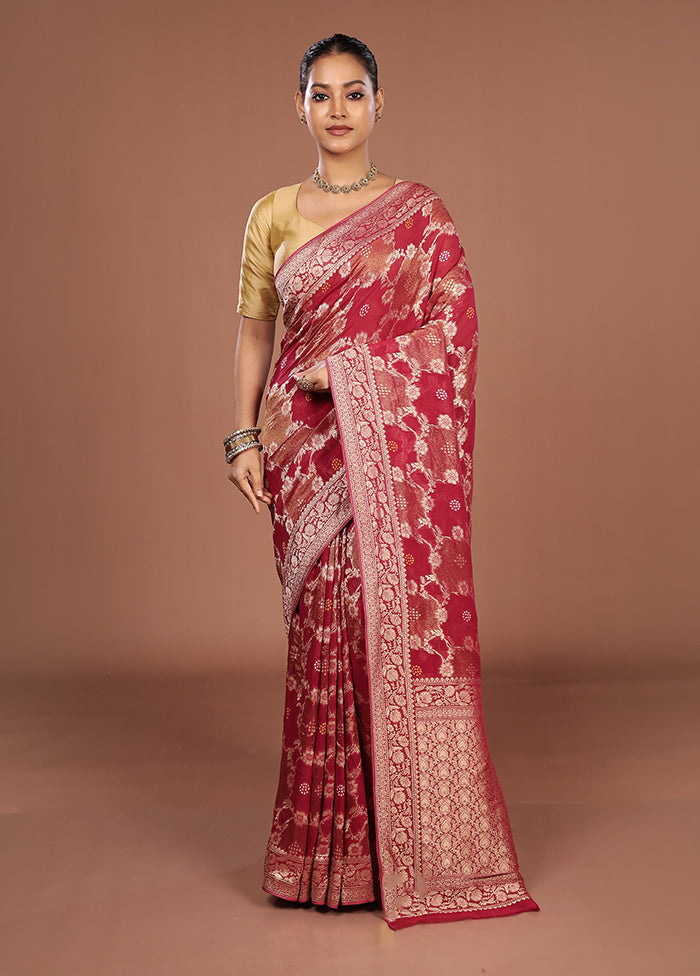 Pink Georgette Saree With Blouse Piece
