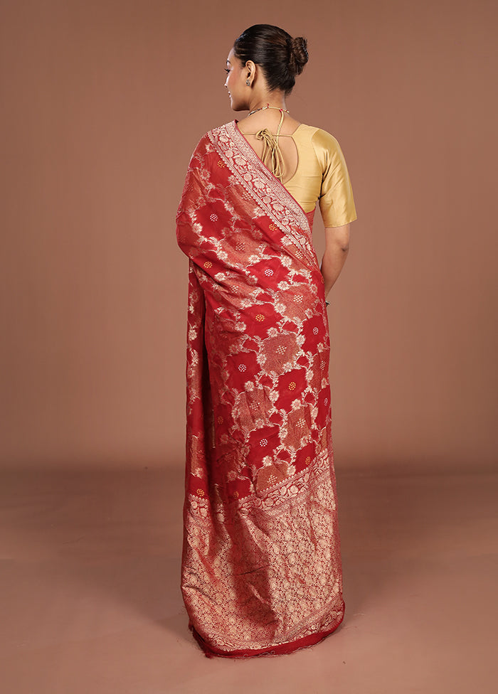 Red Georgette Saree With Blouse Piece