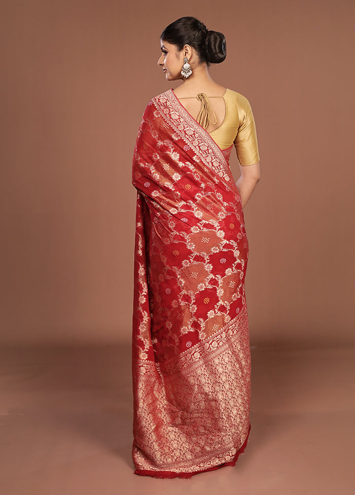 Red Georgette Saree With Blouse Piece