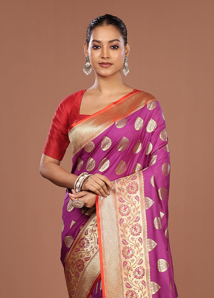 Pink Uppada Silk Saree With Blouse Piece