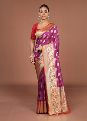 Pink Uppada Silk Saree With Blouse Piece