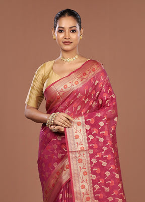Purple Kora Silk Saree With Blouse Piece