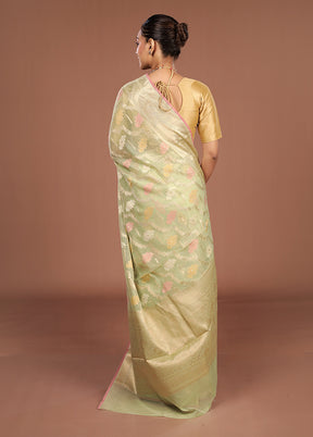 Green Kora Silk Saree With Blouse Piece