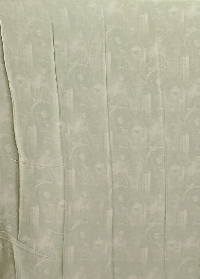 Green Printed Silk Saree With Blouse Piece