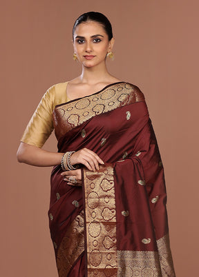 Purple Kanjivaram Silk Saree With Blouse Piece
