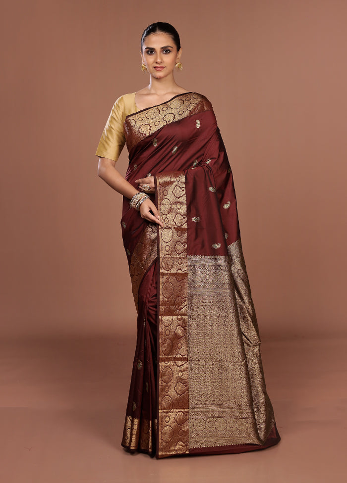 Purple Kanjivaram Silk Saree With Blouse Piece