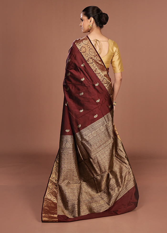 Purple Kanjivaram Silk Saree With Blouse Piece