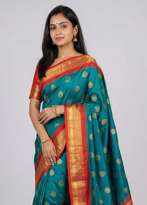 Green Kanjivaram Silk Saree With Blouse Piece