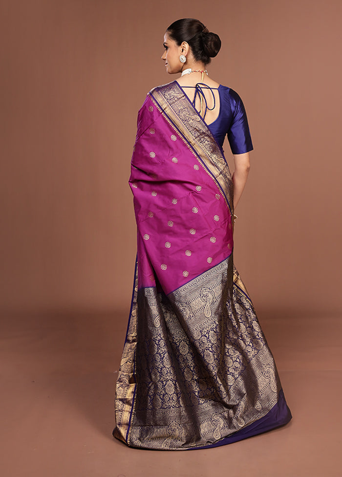 Purple Kanjivaram Silk Saree With Blouse Piece