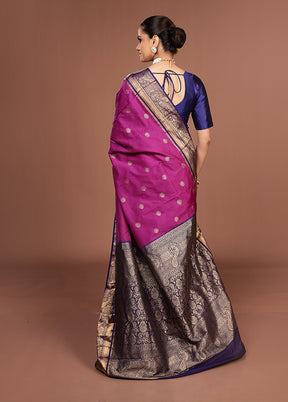 Purple Kanjivaram Silk Saree With Blouse Piece