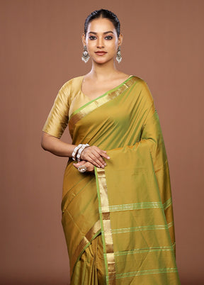 Green Kanjivaram Silk Saree With Blouse Piece