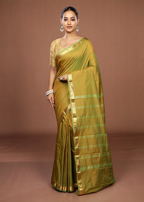 Green Kanjivaram Silk Saree With Blouse Piece