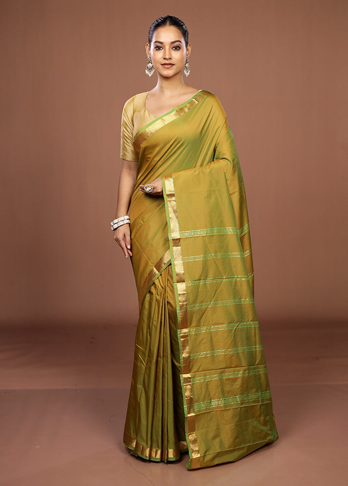 Green Kanjivaram Silk Saree With Blouse Piece