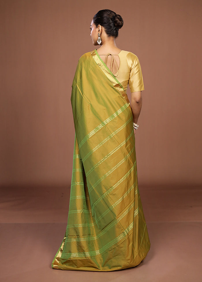 Green Kanjivaram Silk Saree With Blouse Piece