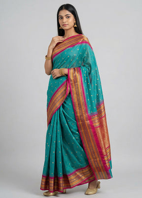 Green Kanjivaram Silk Saree With Blouse Piece