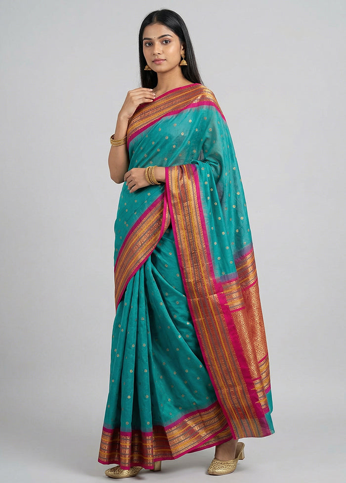 Green Kanjivaram Silk Saree With Blouse Piece