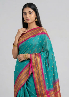 Green Kanjivaram Silk Saree With Blouse Piece