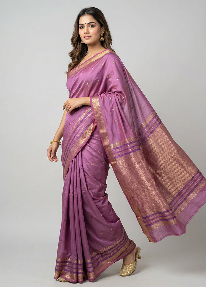 Pink Kanjivaram Silk Saree With Blouse Piece