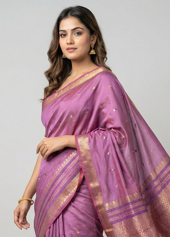Pink Kanjivaram Silk Saree With Blouse Piece