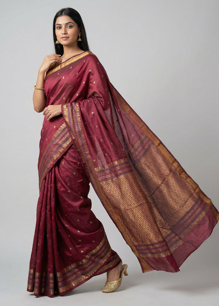 Purple Kanjivaram Silk Saree With Blouse Piece