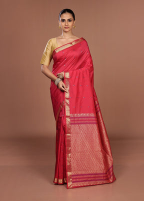 Red Kanjivaram Silk Saree With Blouse Piece