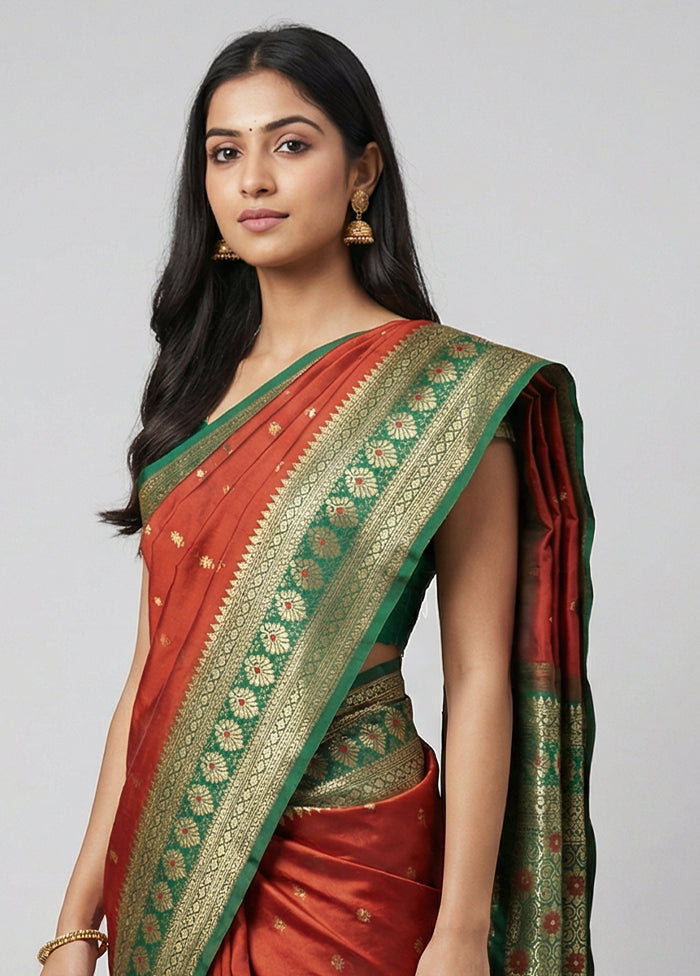 Maroon Kanjivaram Silk Saree With Blouse Piece