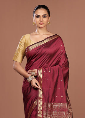 Purple Kanjivaram Silk Saree With Blouse Piece