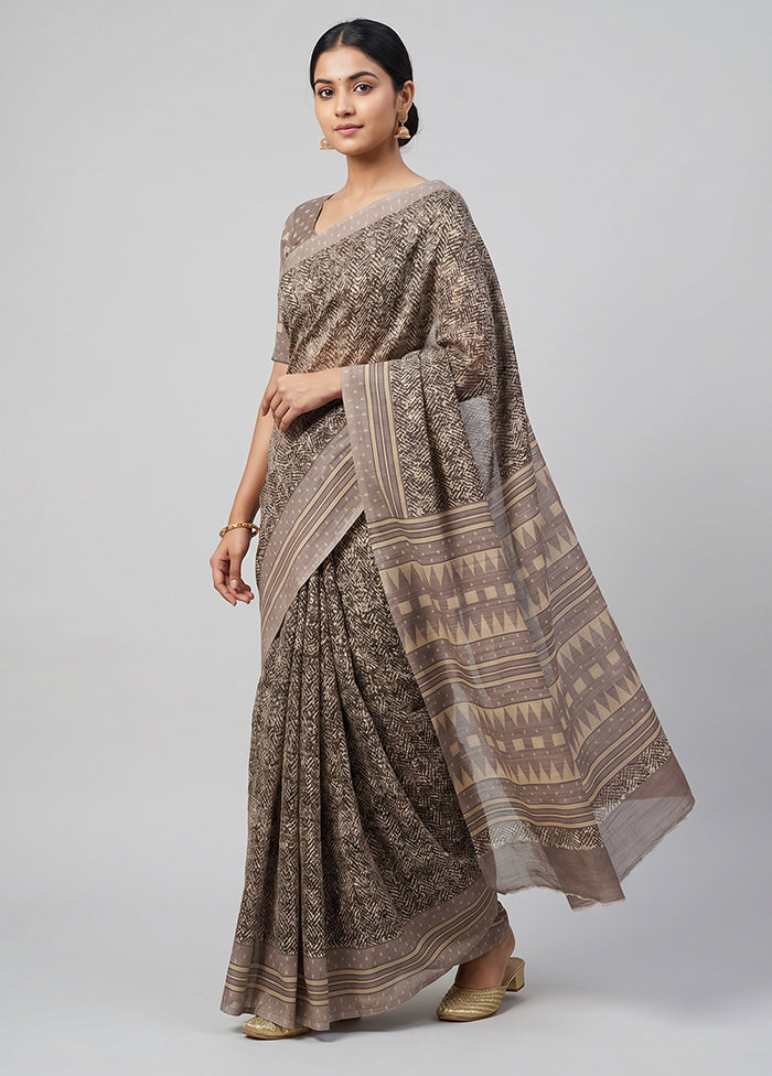 Maroon Printed Silk Saree Without Blouse Piece
