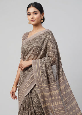 Maroon Printed Silk Saree Without Blouse Piece