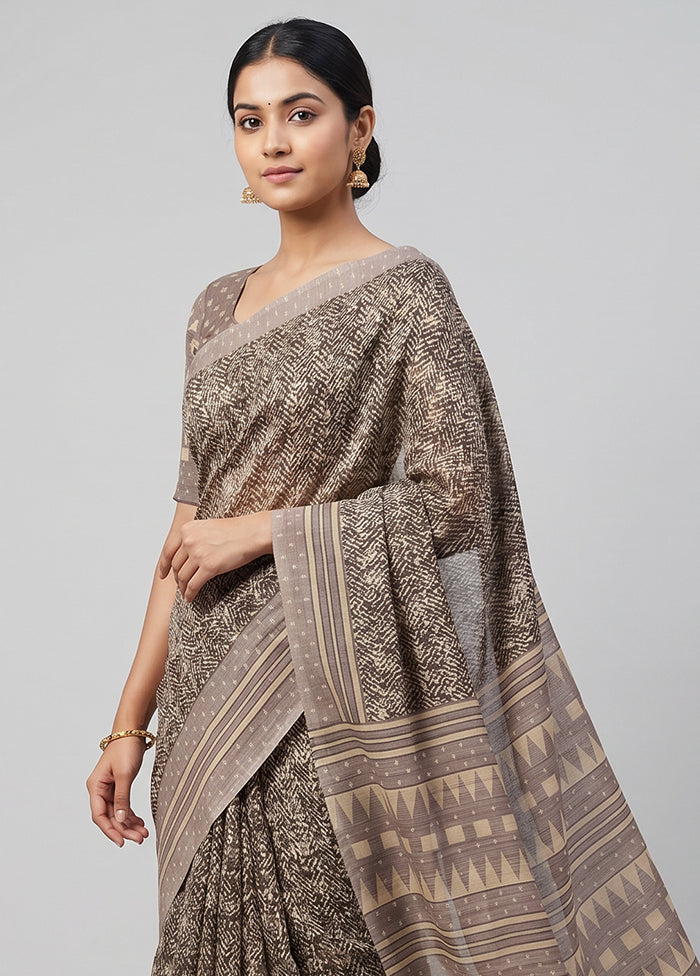 Maroon Printed Silk Saree Without Blouse Piece