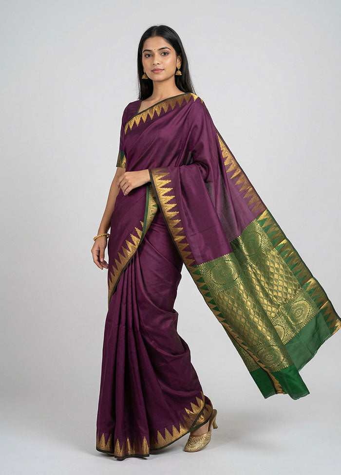 Maroon Kanjivaram Silk Saree With Blouse Piece