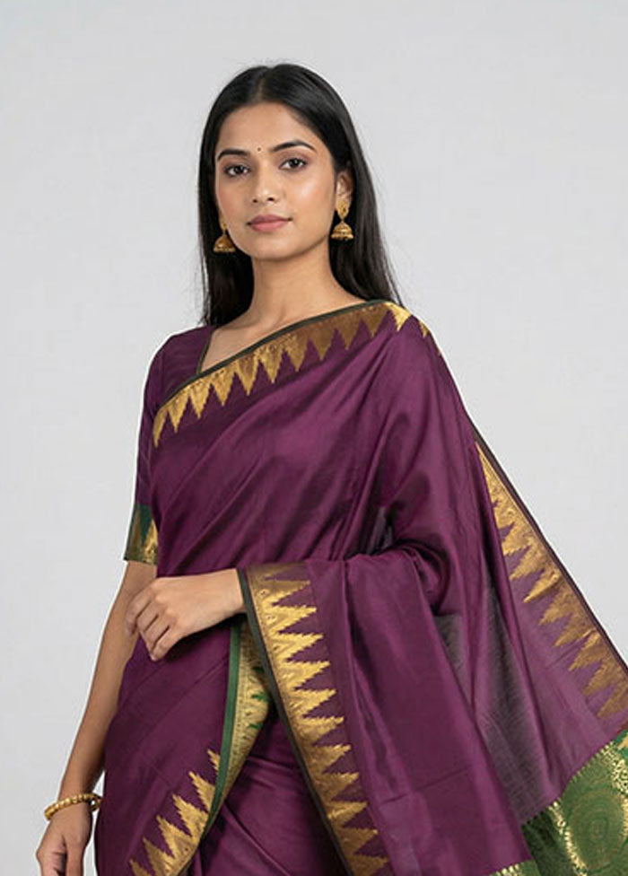 Maroon Kanjivaram Silk Saree With Blouse Piece