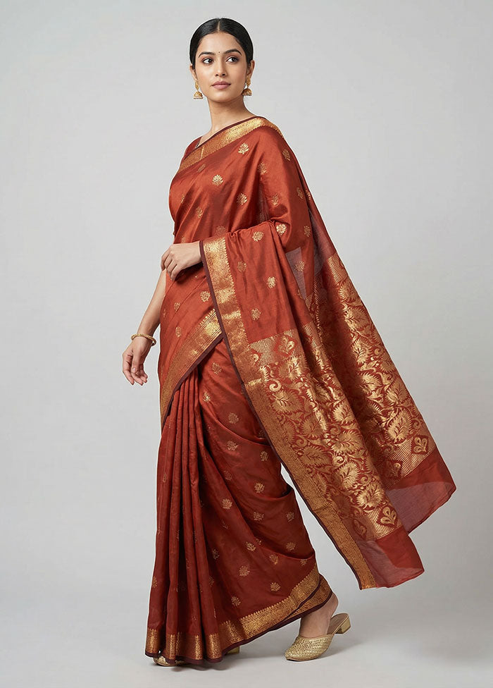 Maroon Kanjivaram Silk Saree With Blouse Piece