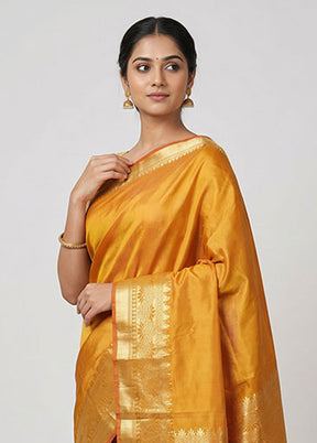 Yellow Kanjivaram Silk Saree With Blouse Piece