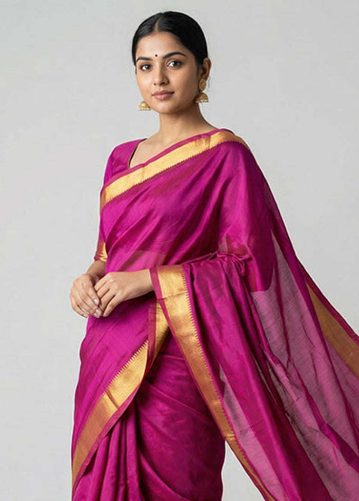 Pink Kanjivaram Silk Saree With Blouse Piece