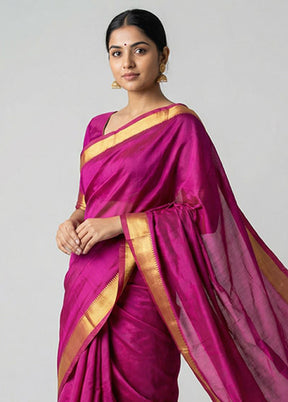 Pink Kanjivaram Silk Saree With Blouse Piece