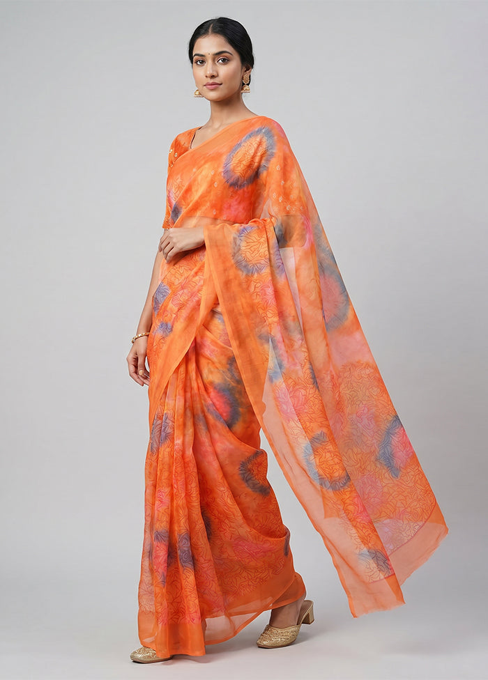 Pink Chiffon Silk Saree With Blouse Piece