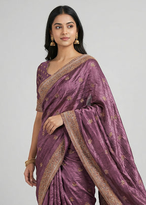 Purple Georgette Saree With Blouse Piece