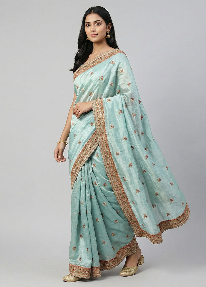 Green Georgette Saree With Blouse Piece