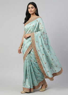 Green Georgette Saree With Blouse Piece