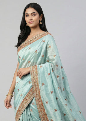 Green Georgette Saree With Blouse Piece