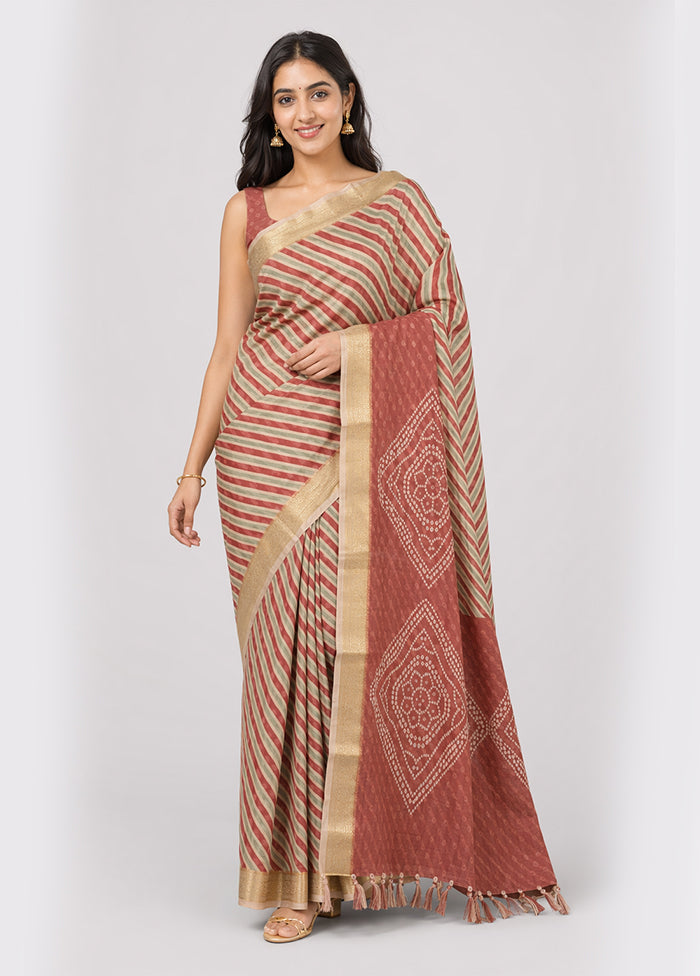 Pink Tussar Silk Saree With Blouse Piece