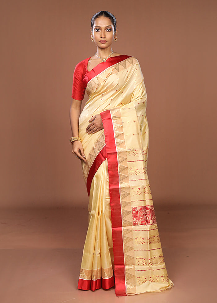 White Garad Pure Silk Saree Without Blouse Piece