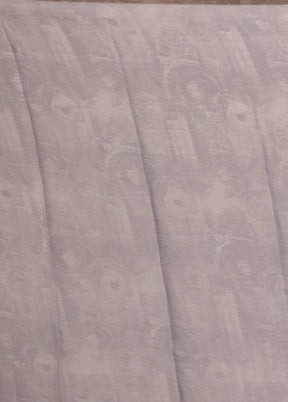 Grey Printed Silk Saree With Blouse Piece